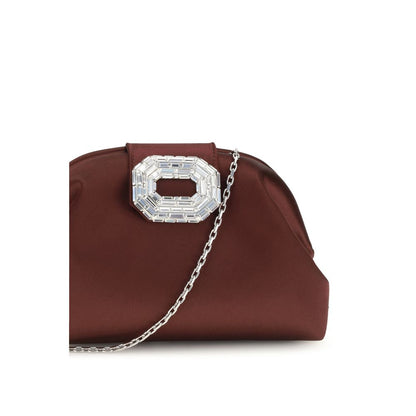 Amina Muaddi Bordeaux Satin Shoulder Bag