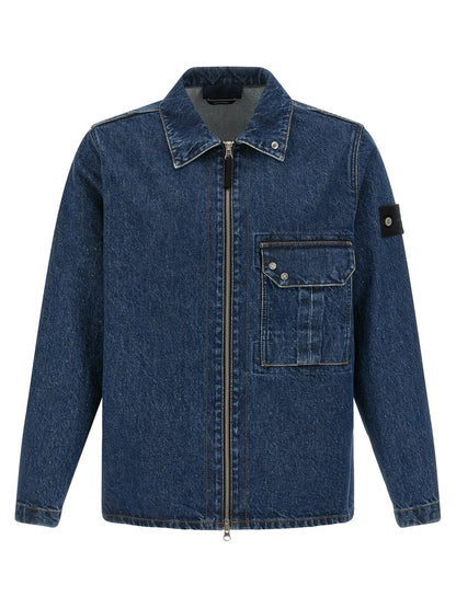 Stone Island Blue Cotton Blouse