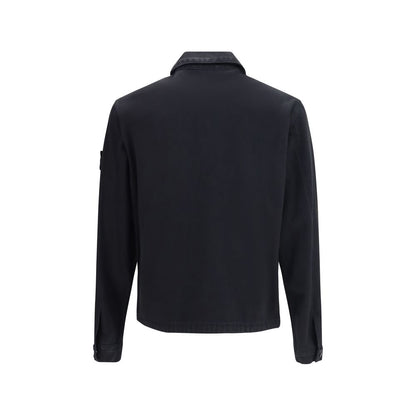 Stone Island Black Cotton Biker Jacket