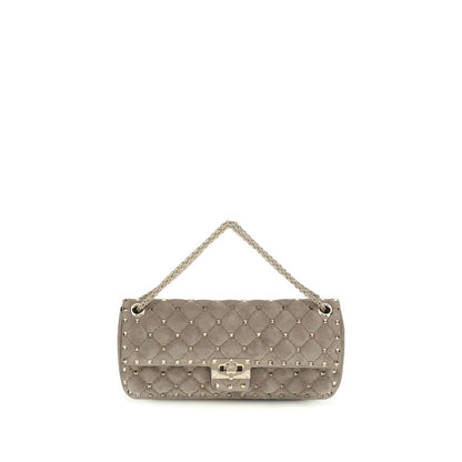 Valentino Garavani Gray Suede Leather Shoulder Bag