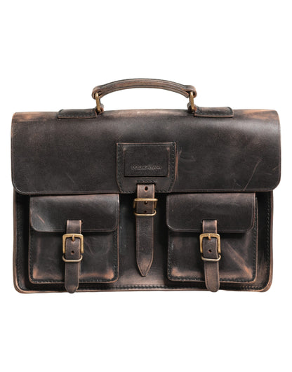 Dolce & Gabbana Black Leather Shoulder Satchel Briefcase Men Borse Bag