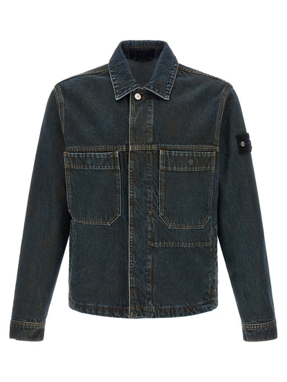 Stone Island Blue Cotton Denim Jacket