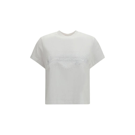 T-Shirt by Alexander Wang for women in cotton & crystal gradient, white & signature features a plush silhouette, showcasing a sophisticated crew neckline and short-sleeve for a truly plush finish.