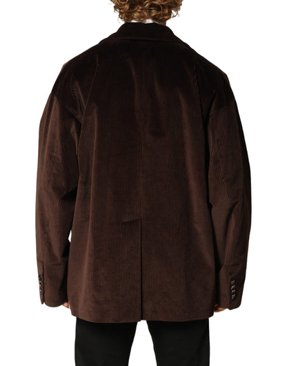 Dolce & Gabbana Brown Double Breasted Corduroy Blazer Jacket