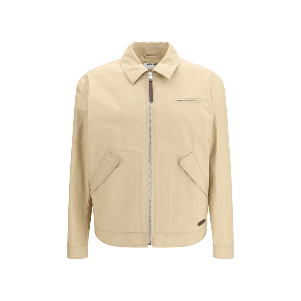Overcoat by Moschino for men in cotton beige features a cosy chic silhouette, artfully detailed with a sophisticated and premium pockets for a cosy chic finish.