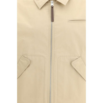 Overcoat by Moschino for men in cotton beige features an voluminous silhouette, showcasing distinct pockets and a voluminous for a truly voluminous aesthetic.