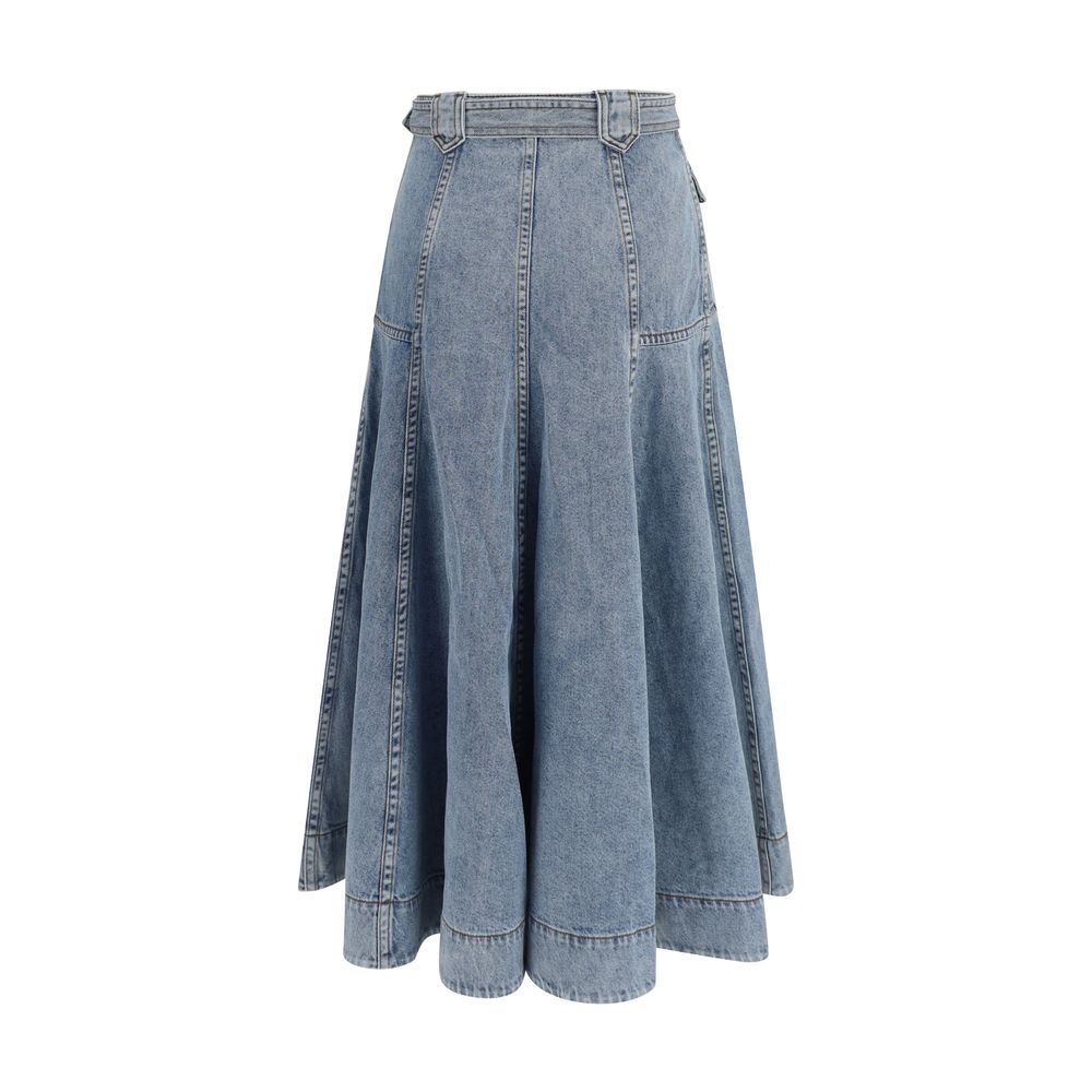 Zimmermann Blue Cotton Midi Skirt