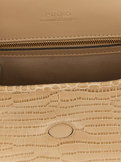 PINKO Beige Goatskin Shoulder Bag