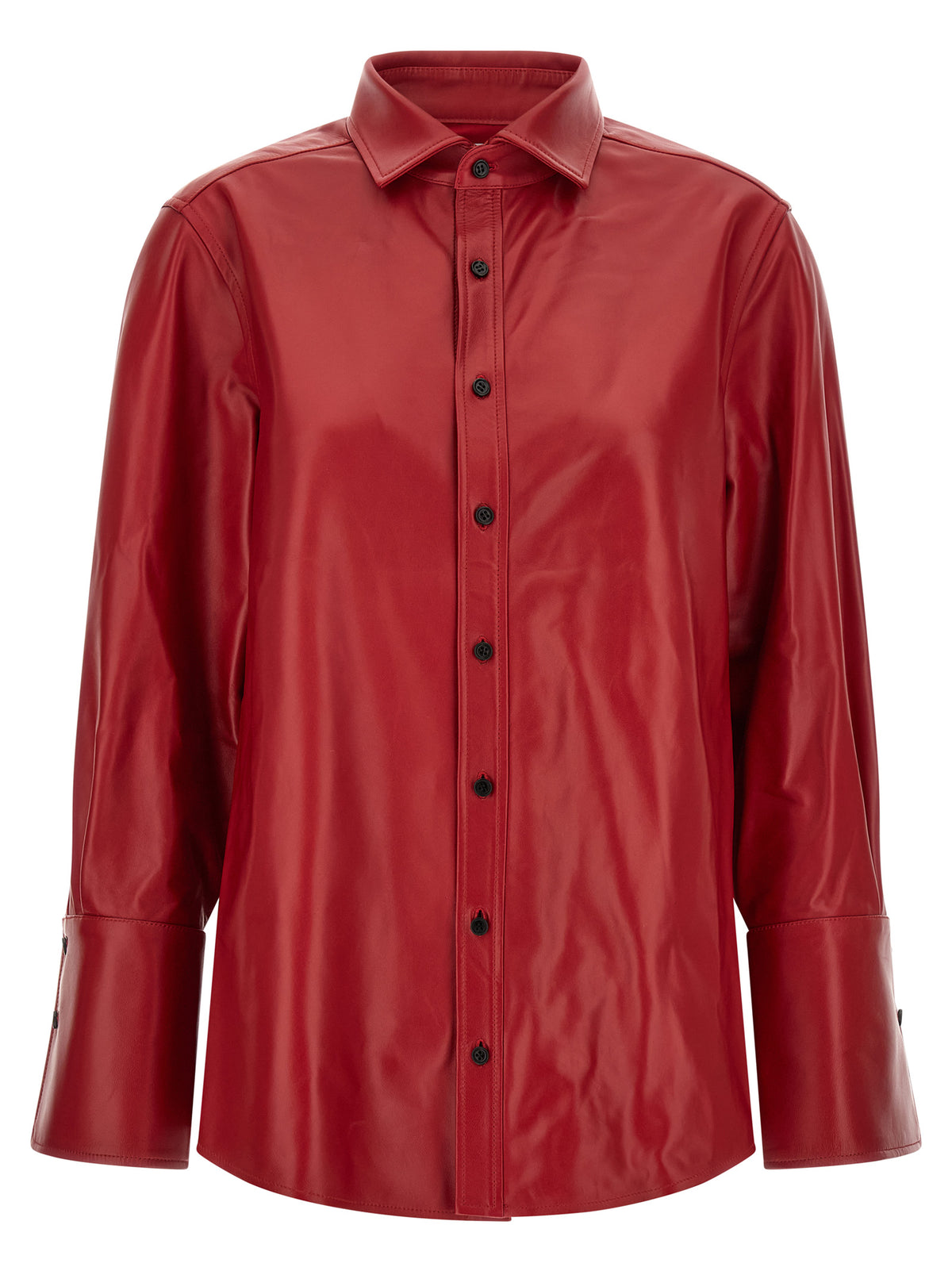 CO Red Lamb Leather Blouse