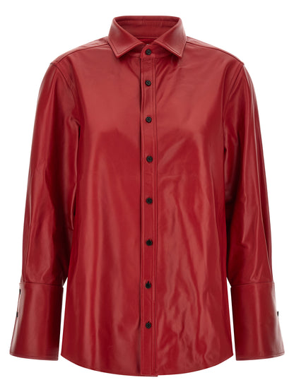 CO Red Lamb Leather Blouse