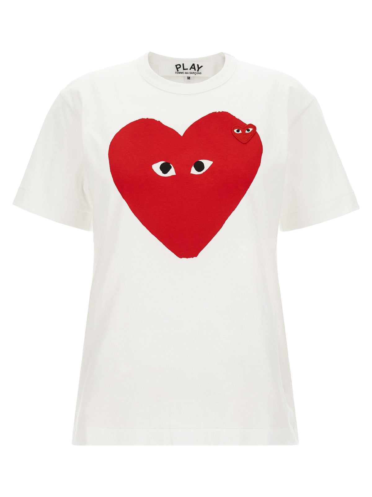 T-Shirt by Comme Des Garçons Play for women in cotton red, white & print showcases a unassuming silhouette, artfully detailed with a refined crew neckline and unassuming for a sophisticated, contemporary look.