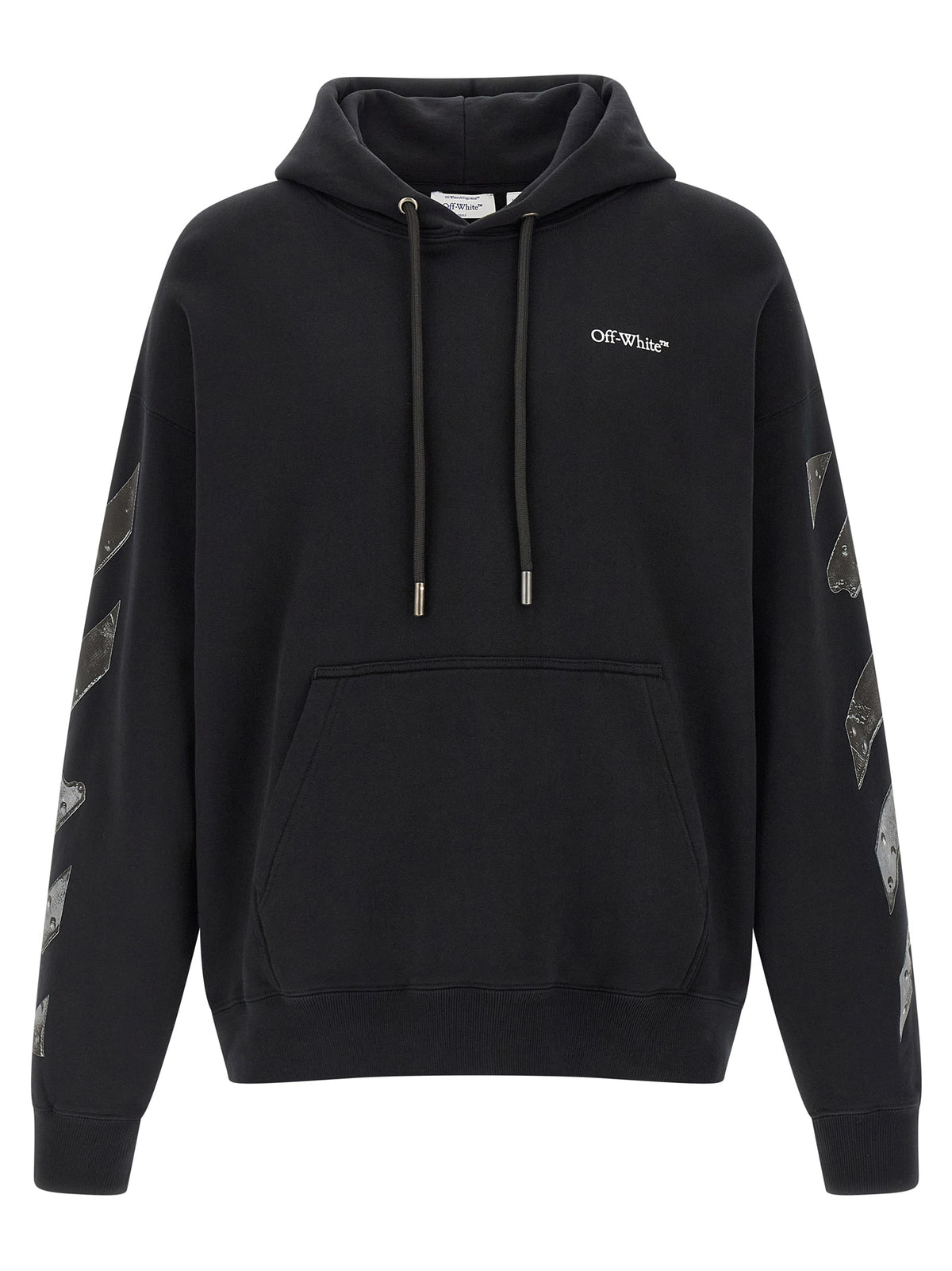 Sweatshirt Hoodie by Off-White for men in cotton black, white & print showcases a city-ready silhouette, artfully detailed with a signature hooded neckline and for a city-ready finish.