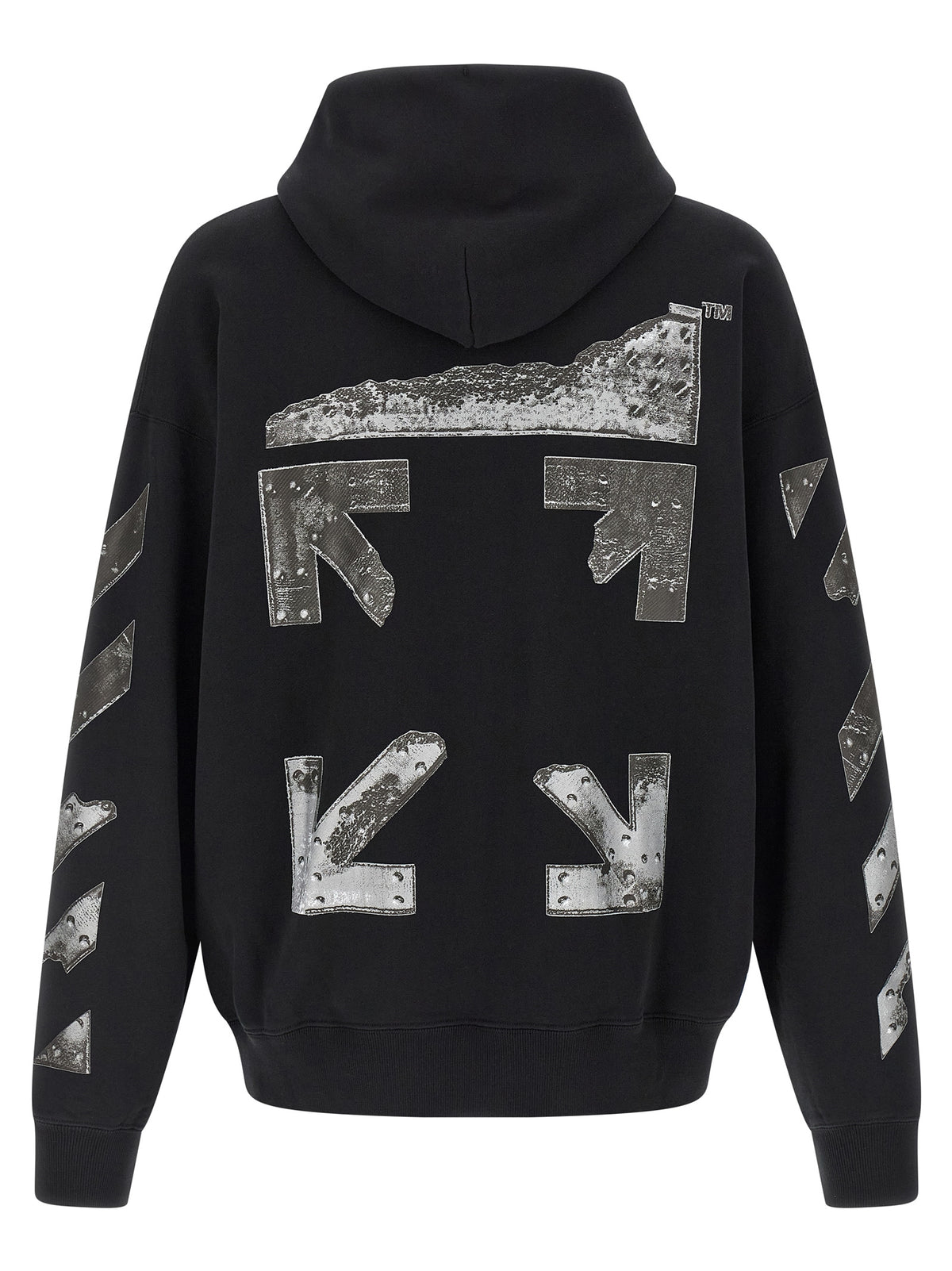 Sweatshirt Hoodie by Off-White for men in cotton black, white & print features an avant-garde silhouette, showcasing a sophisticated hooded neckline and detail for a truly avant-garde finish.