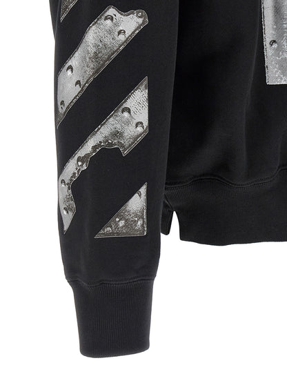 Sweatshirt Hoodie by Off-White for men in cotton black, white & print features a authentic silhouette, showcasing a sophisticated and authentic detail for a refined finish.