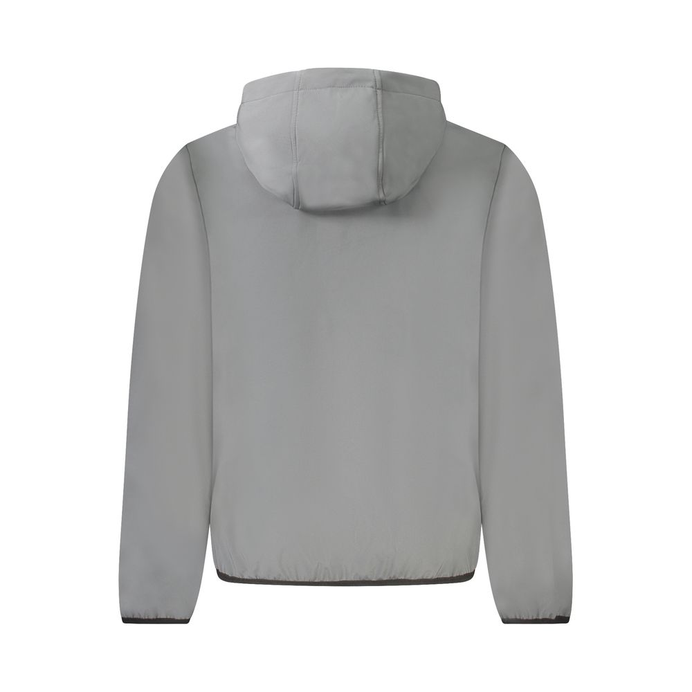 Hooded Windbreaker Jacket by Norway 1963 for men in stretch polyester gray & red presents a resilient silhouette, artfully detailed with a sophisticated and functional pockets, hooded & windproof for a resilient finish.