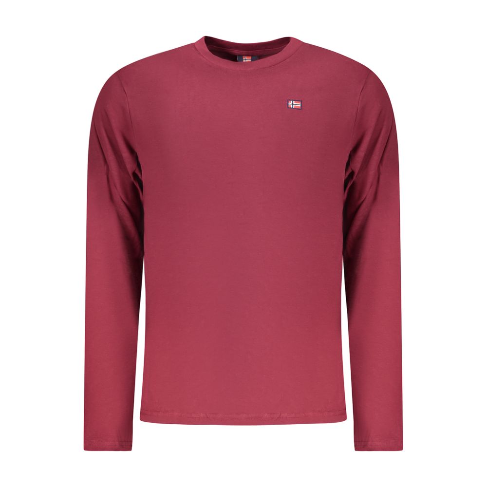 Activewear T-Shirt by Norway 1963 for men in cotton red features an contemporary design with , a long-sleeve length, and a contemporary crew neckline.