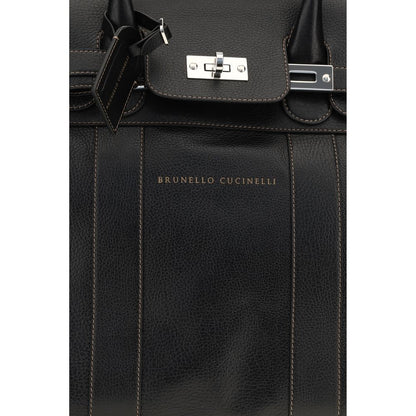Brunello Cucinelli Black Calf Leather Bos Taurus Luggage And Travel