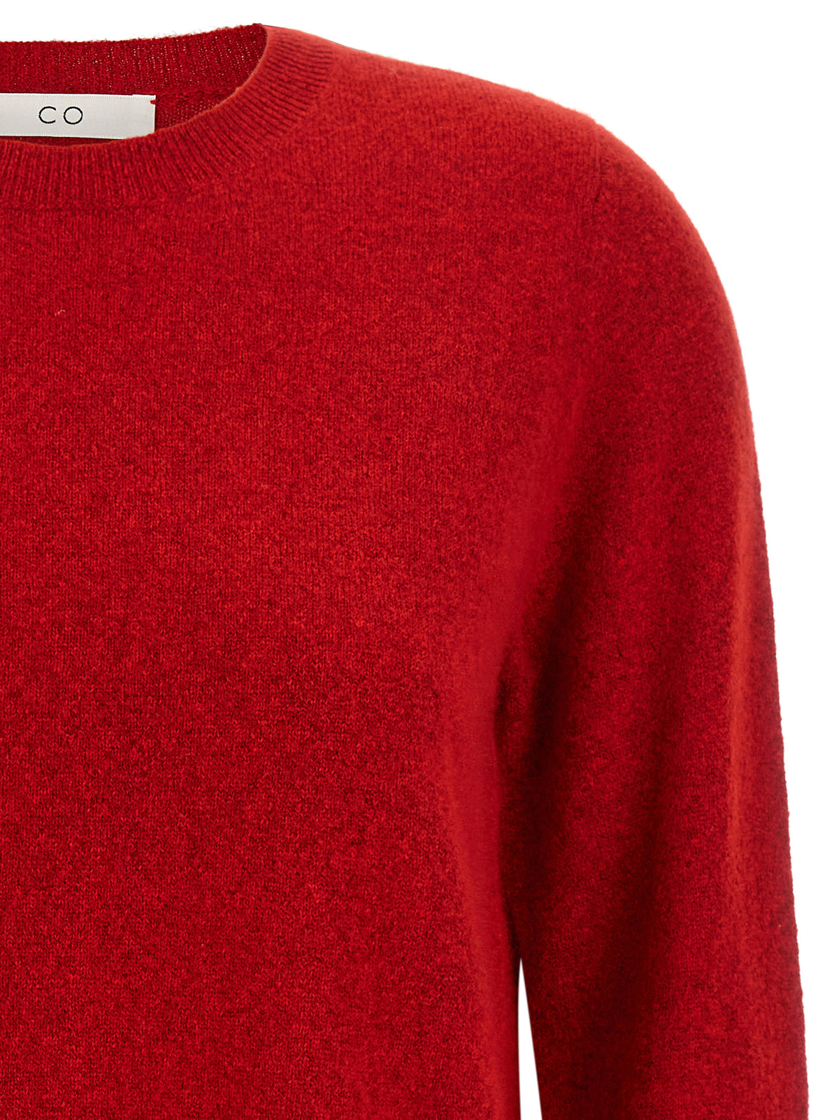 Cardigan by CO for women in cashmere cotton & silk red showcases a luxurious silhouette, meticulously detailed with a sophisticated and for a refined finish.
