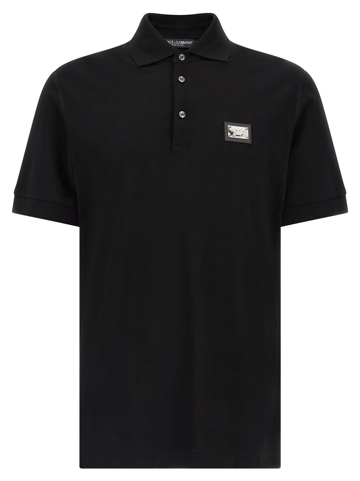 Polo Shirt by Dolce & Gabbana for men in cotton black showcases a sharp silhouette, detailed with a refined and sharp for a sophisticated finish.