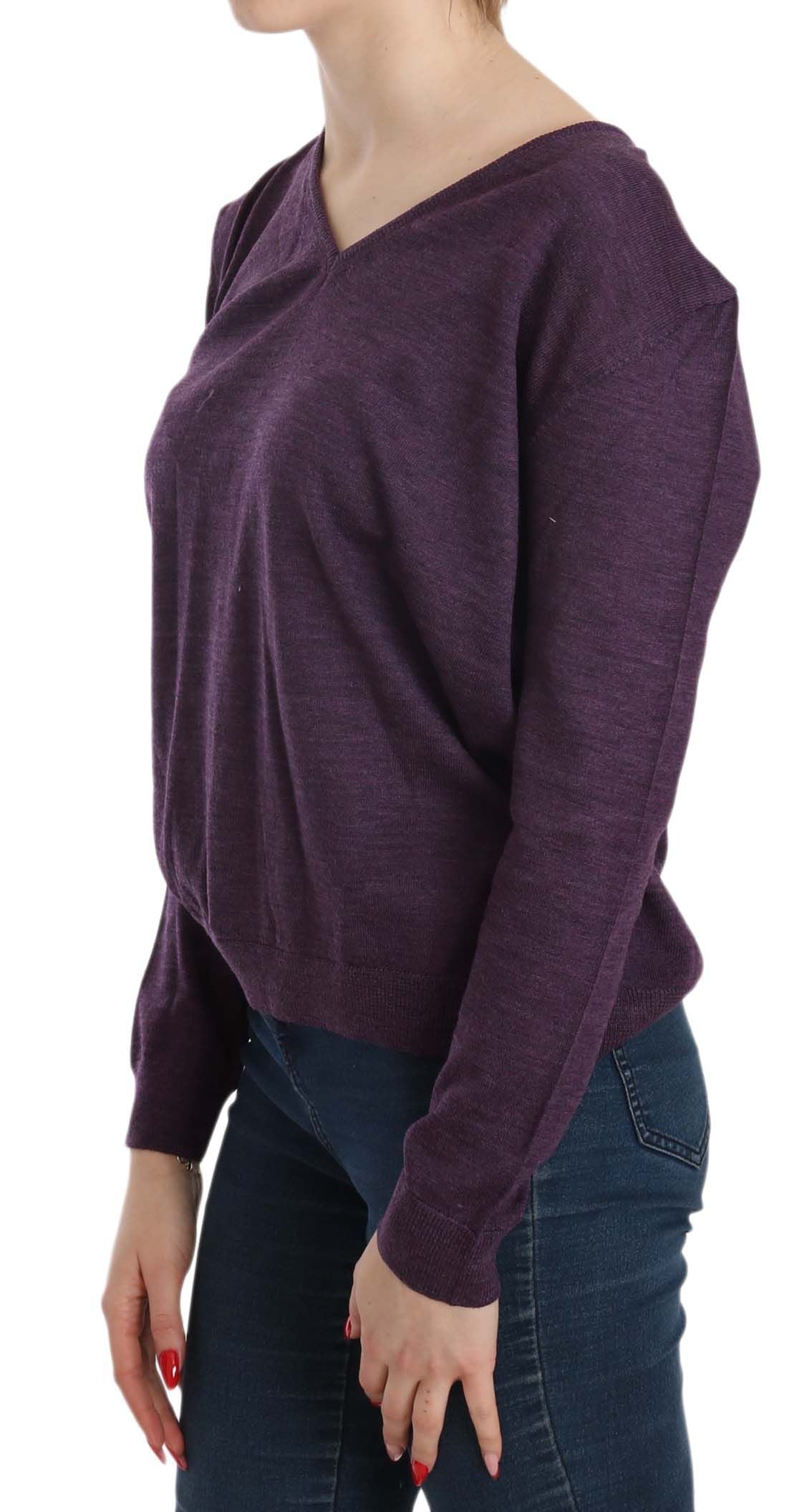 Byblos Women's Purple V-neck Long Sleeve Pullover Top