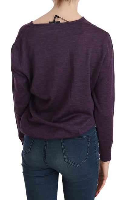 Byblos Women's Purple V-neck Long Sleeve Pullover Top
