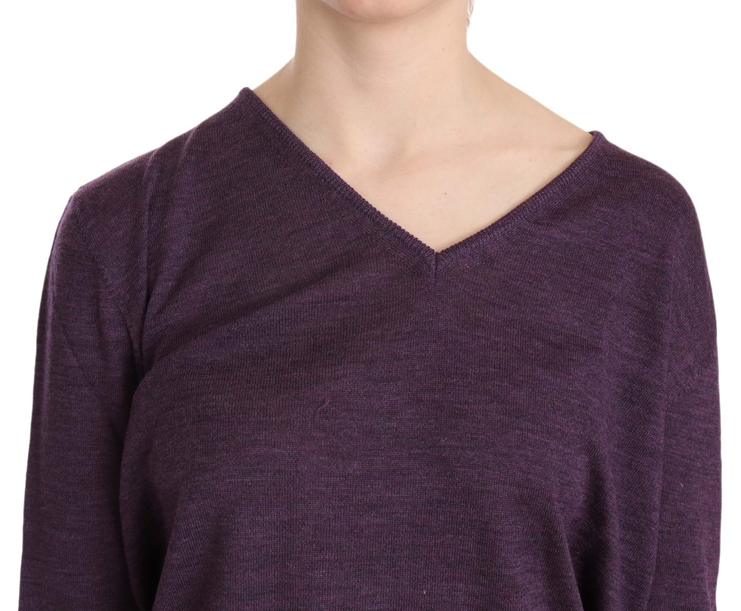 Byblos Women's Purple V-neck Long Sleeve Pullover Top