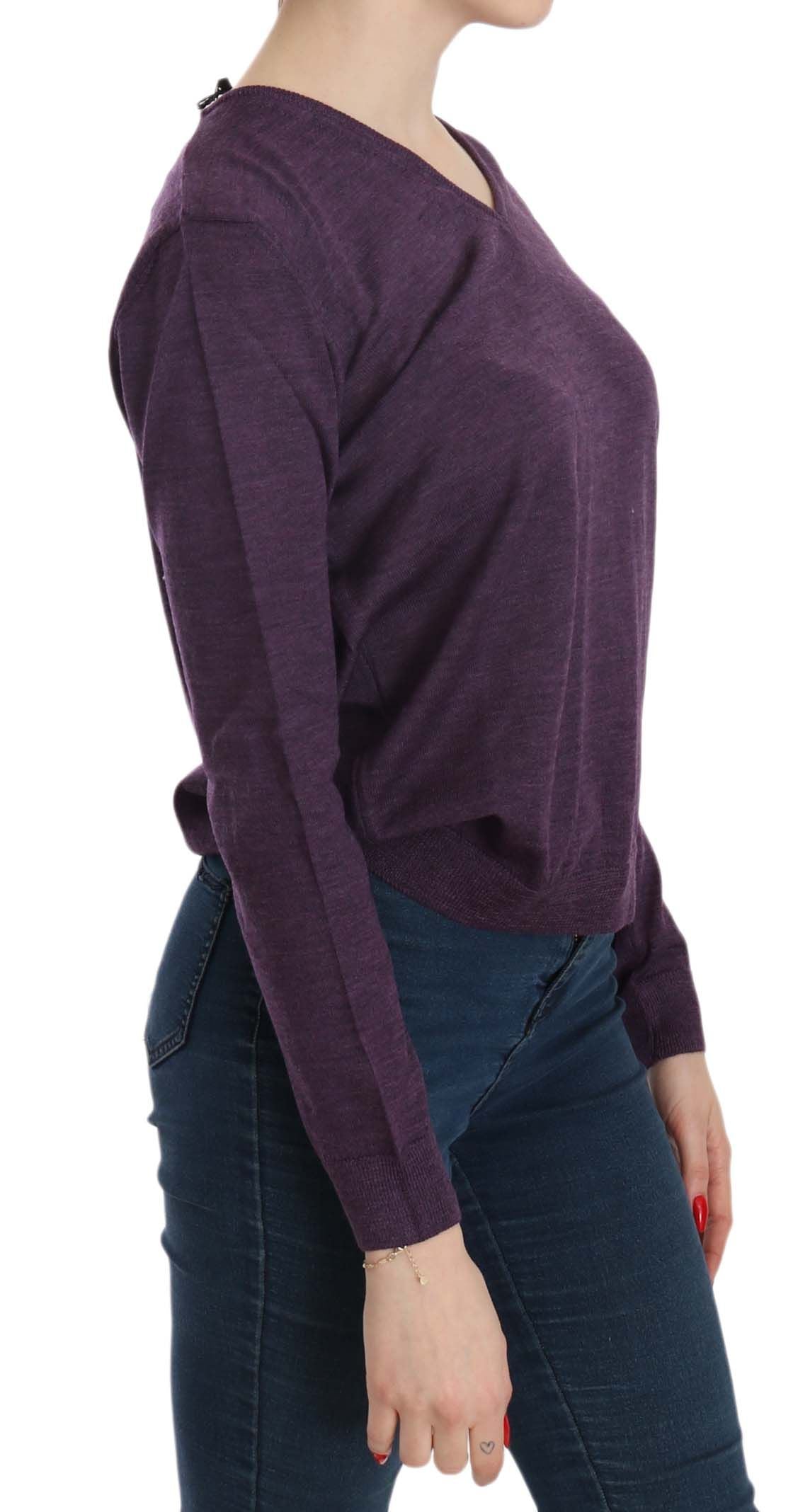 Byblos Women's Purple V-neck Long Sleeve Pullover Top