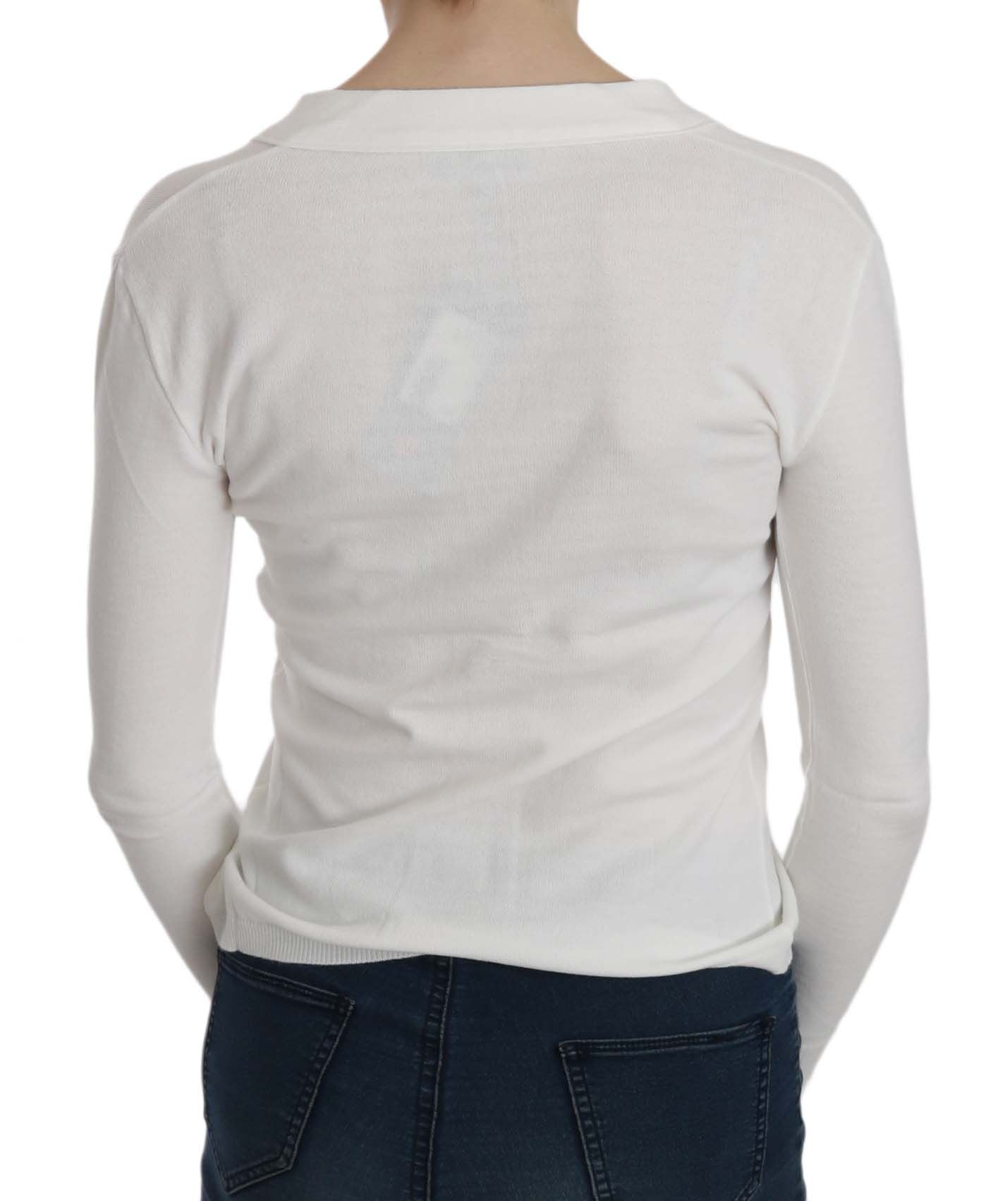 BYBLOS Elegant White V-Neck Cropped Cardigan