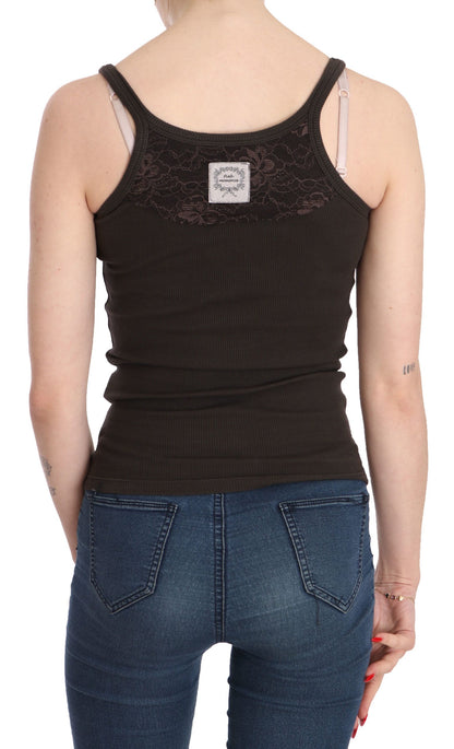 Dark Brown Sleeveless Spaghetti Strap Blouse