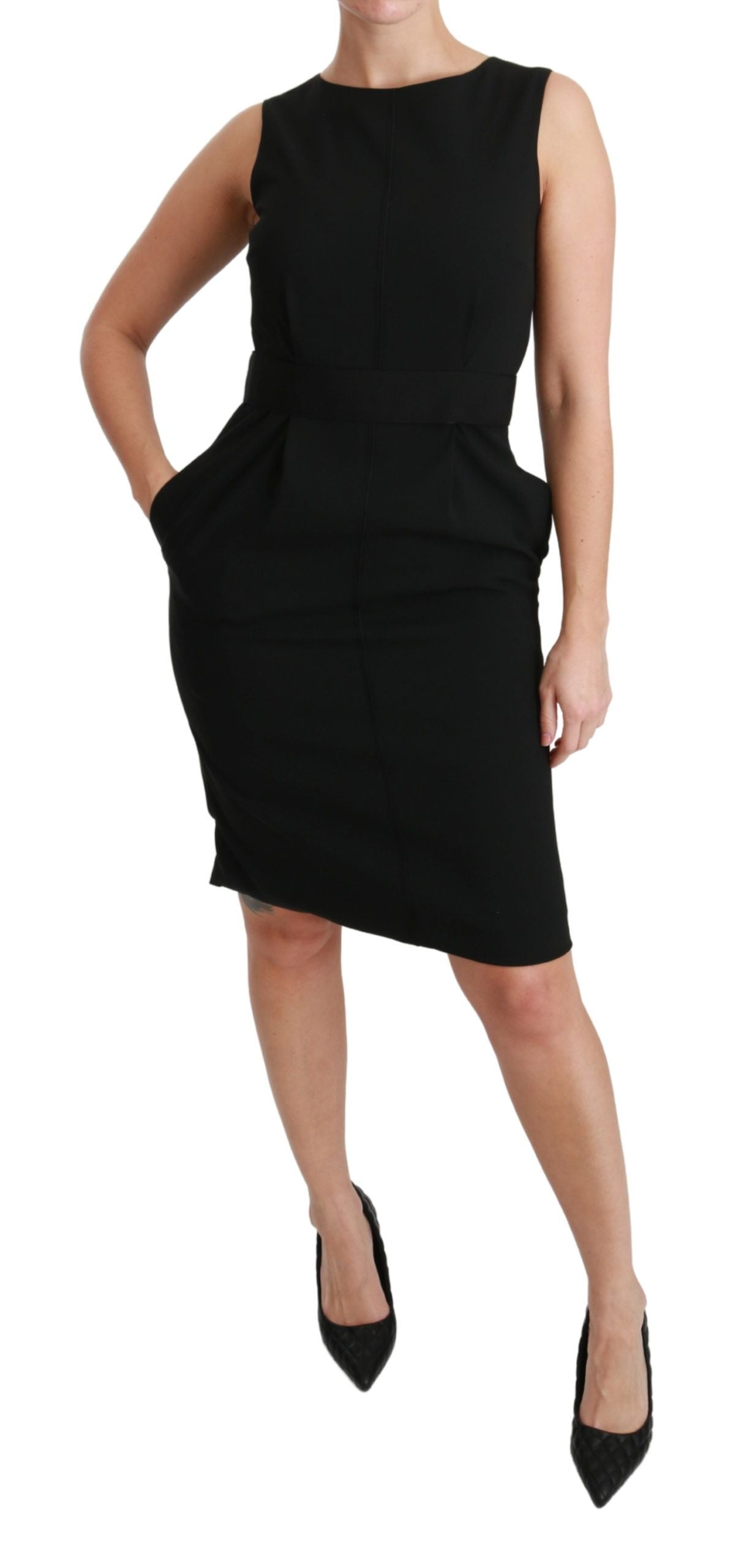 Black Floral Sheath Stretch Formal Dress