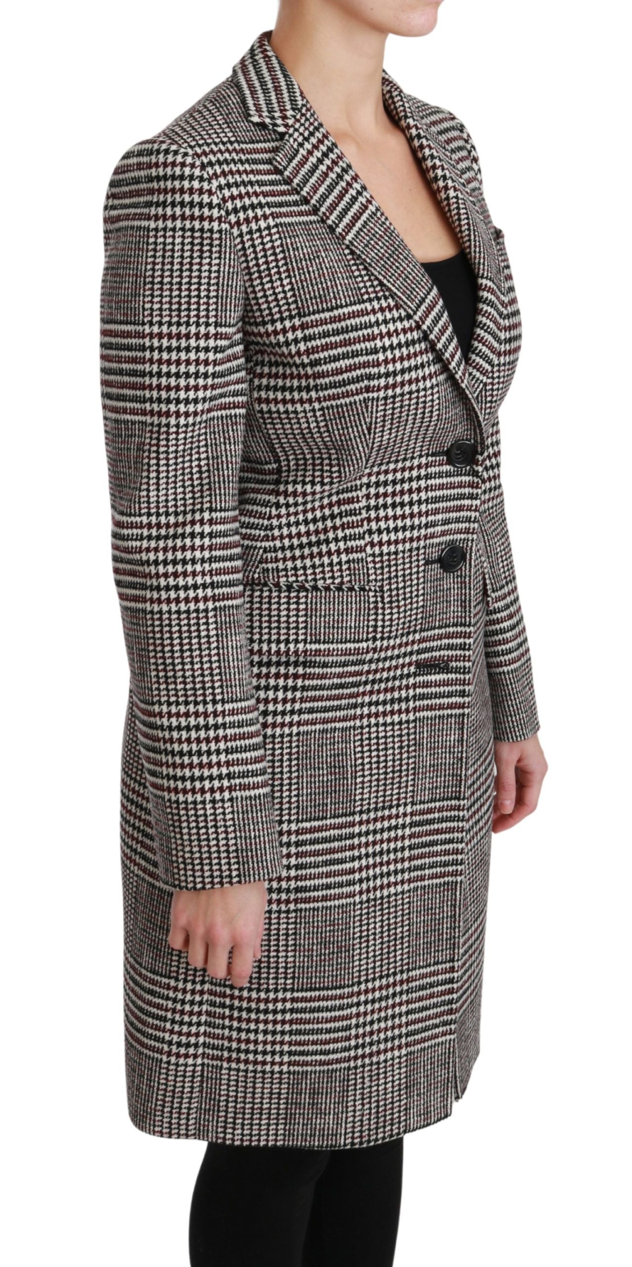 Dolce & Gabbana Women's Elegant Multicolor Checked Knee-Length Jacket Coat