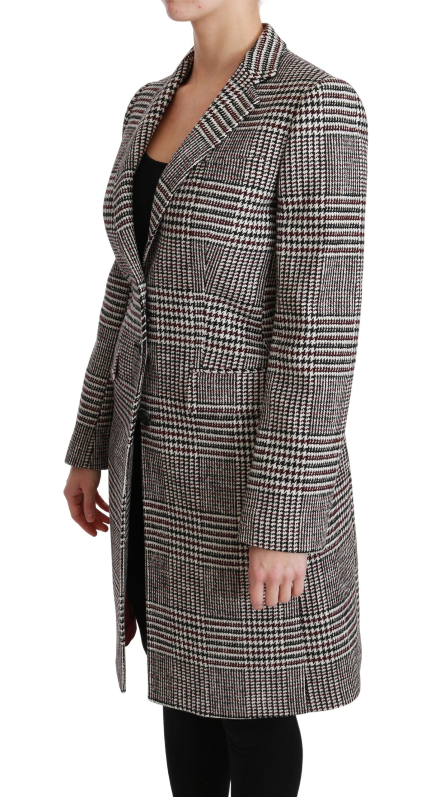 Dolce & Gabbana Women's Elegant Multicolor Checked Knee-Length Jacket Coat