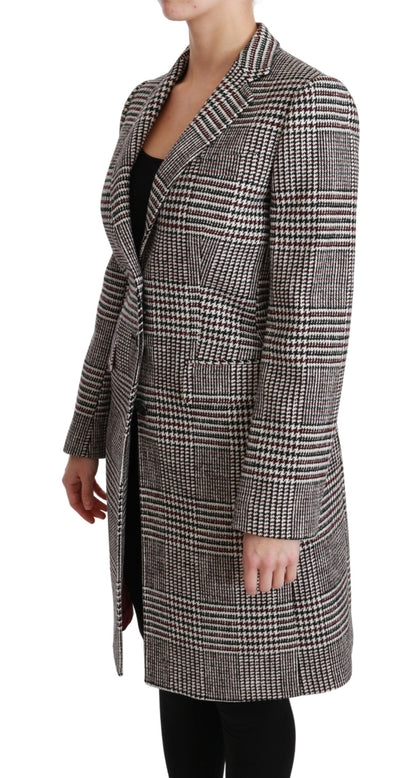 Dolce & Gabbana Women's Elegant Multicolor Checked Knee-Length Jacket Coat
