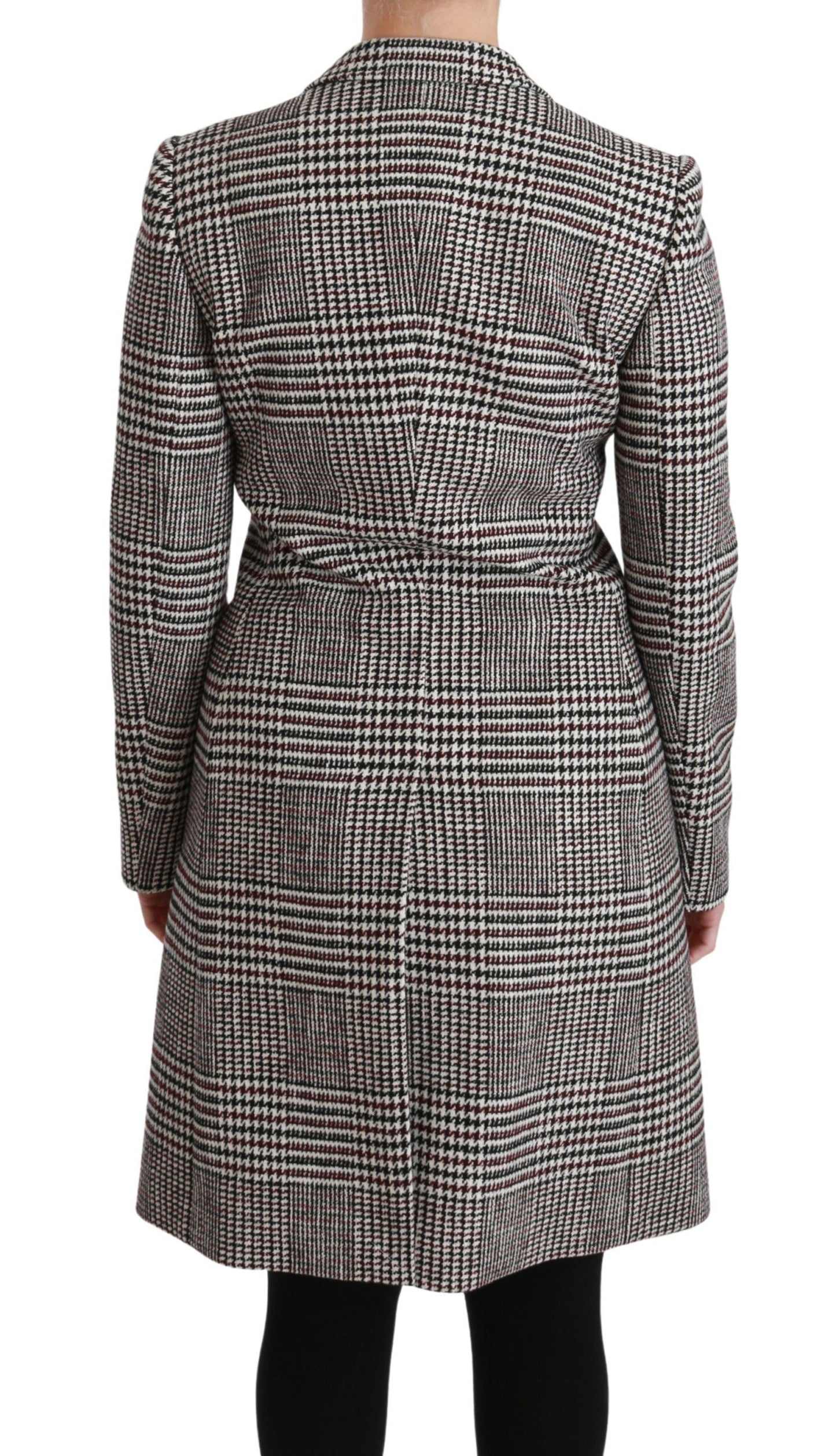 Dolce & Gabbana Women's Elegant Multicolor Checked Knee-Length Jacket Coat
