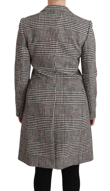 Dolce & Gabbana Women's Elegant Multicolor Checked Knee-Length Jacket Coat