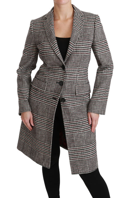 Dolce & Gabbana Women's Elegant Multicolor Checked Knee-Length Jacket Coat