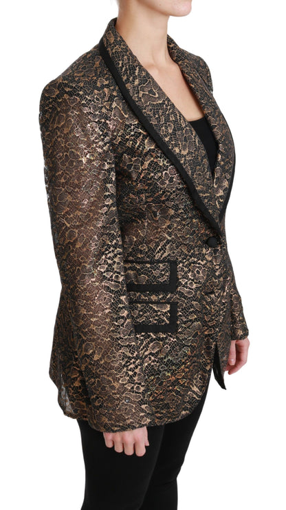 Dolce & Gabbana Women's Elegant Gold Floral Lace Blazer Jacket
