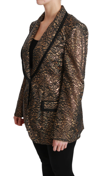 Dolce & Gabbana Women's Elegant Gold Floral Lace Blazer Jacket