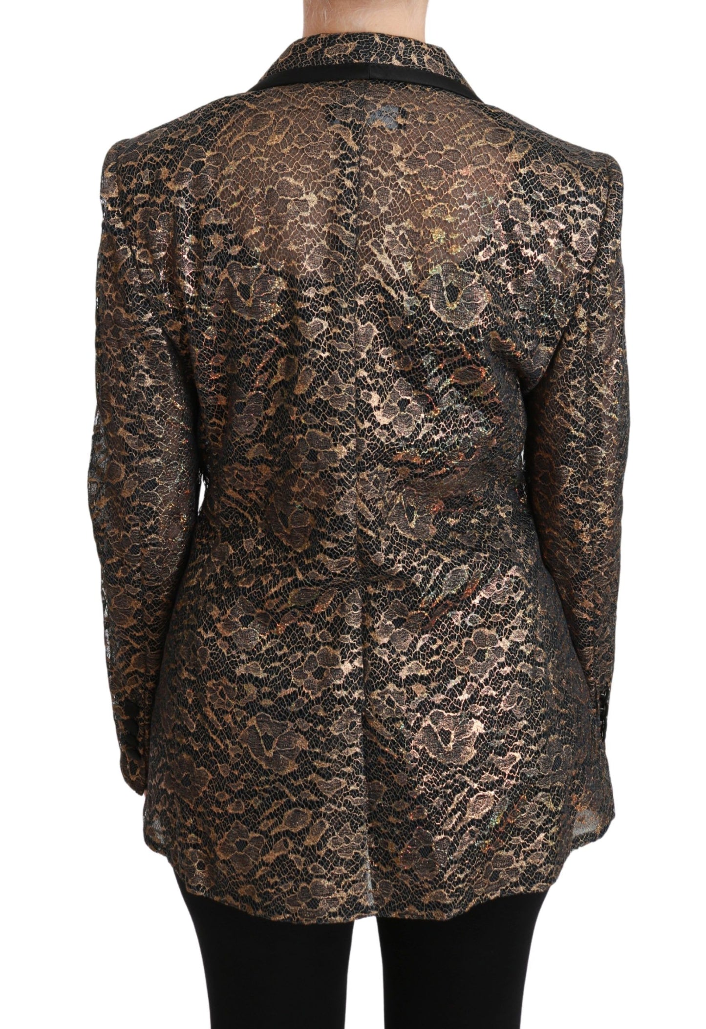 Dolce & Gabbana Women's Elegant Gold Floral Lace Blazer Jacket