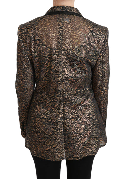Dolce & Gabbana Women's Elegant Gold Floral Lace Blazer Jacket