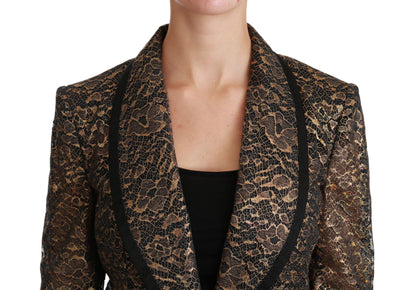 Dolce & Gabbana Women's Elegant Gold Floral Lace Blazer Jacket