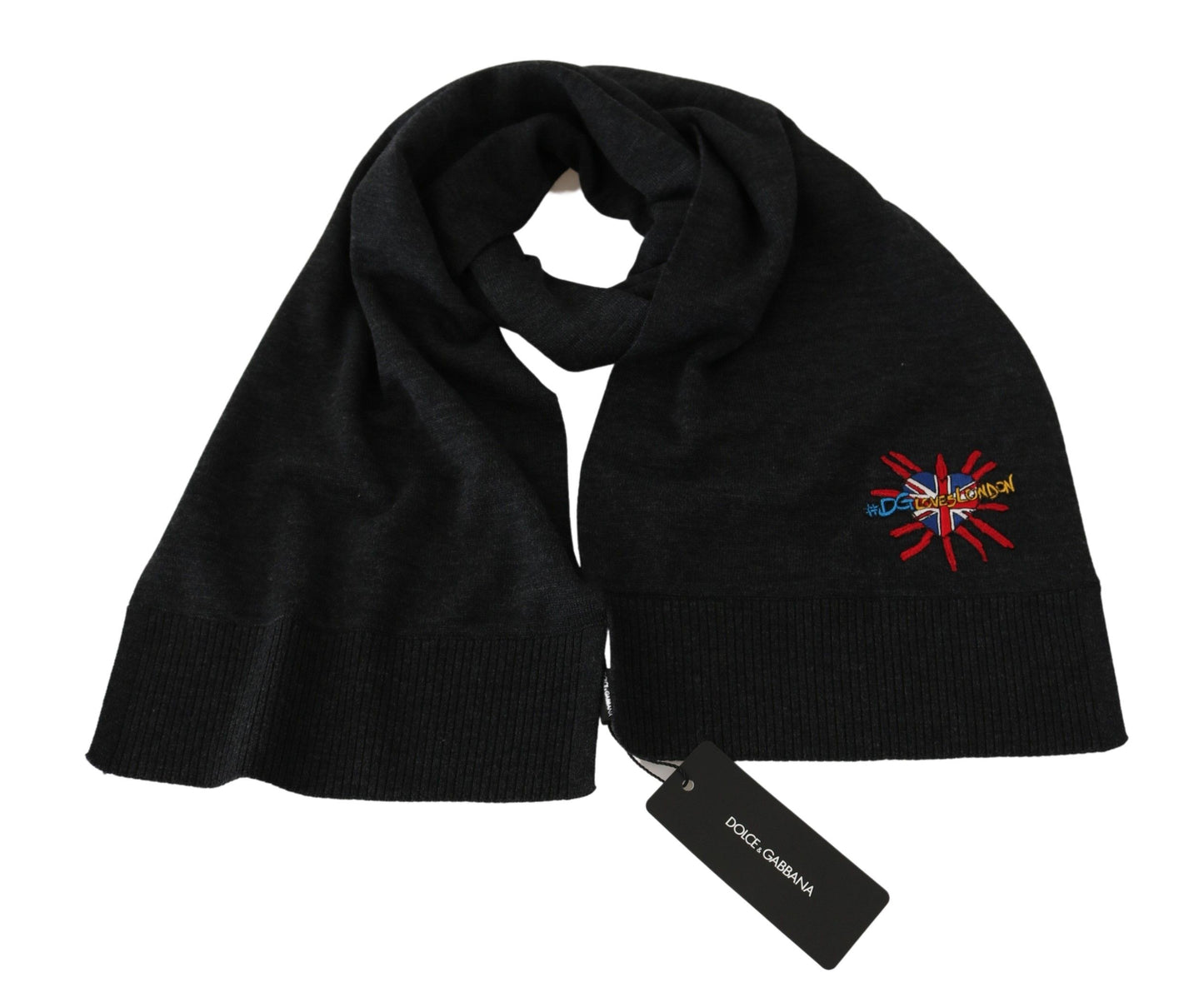 Dolce & Gabbana Grey #DGLovesLondon Wrap Shawl Wool Scarf