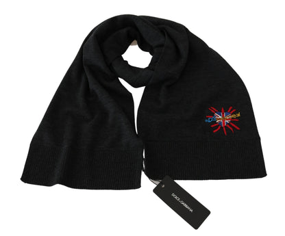 Dolce & Gabbana Grey #DGLovesLondon Wrap Shawl Wool Scarf