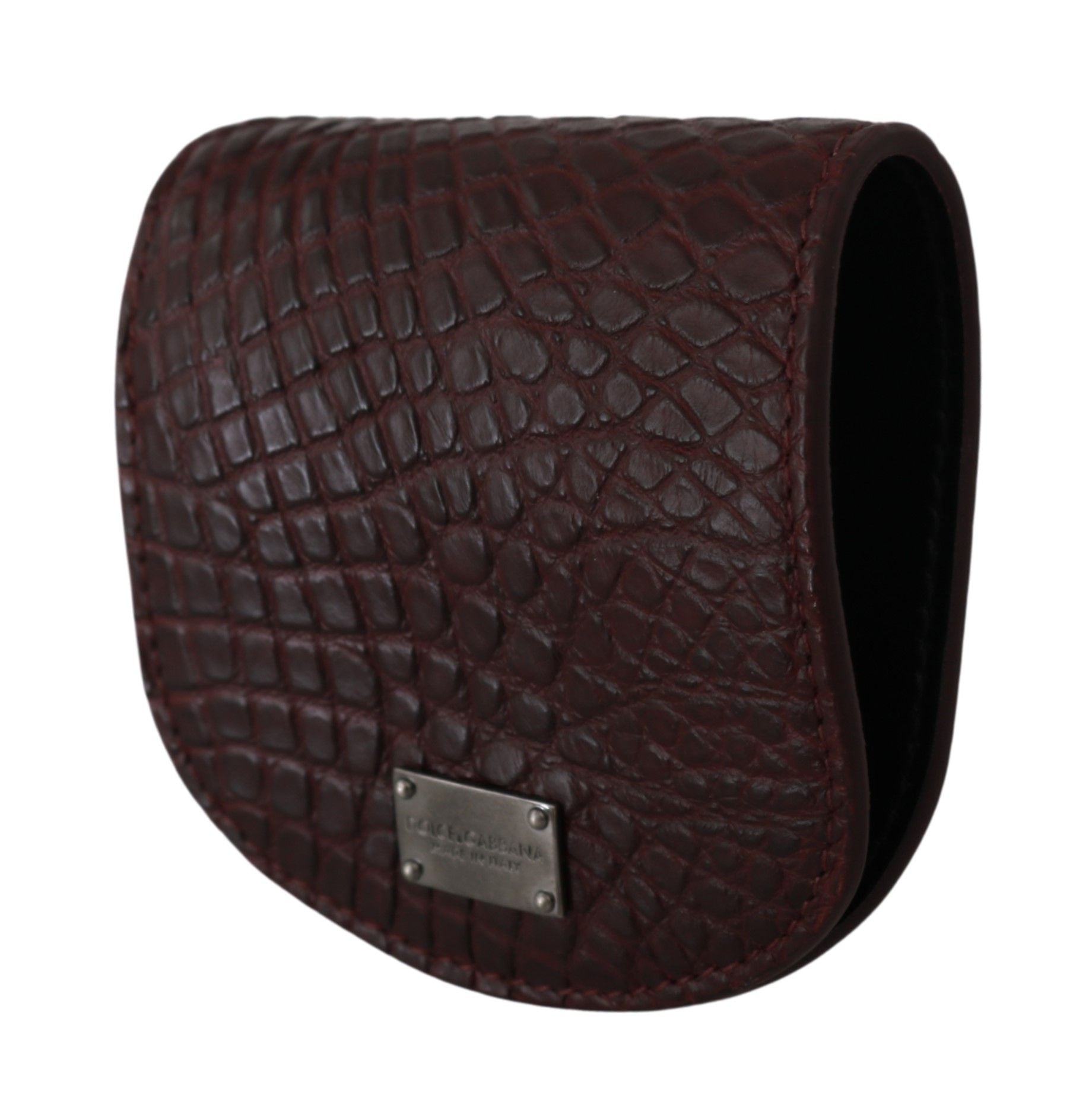 Small Toiletry Bag by Dolce & Gabbana for unisex in caiman leather brown features a distinguished Caiman Leather Small Toiletry Bag design with a secure snap & button, distinguished cardholder & coin-purse, and versatile for a refined look.