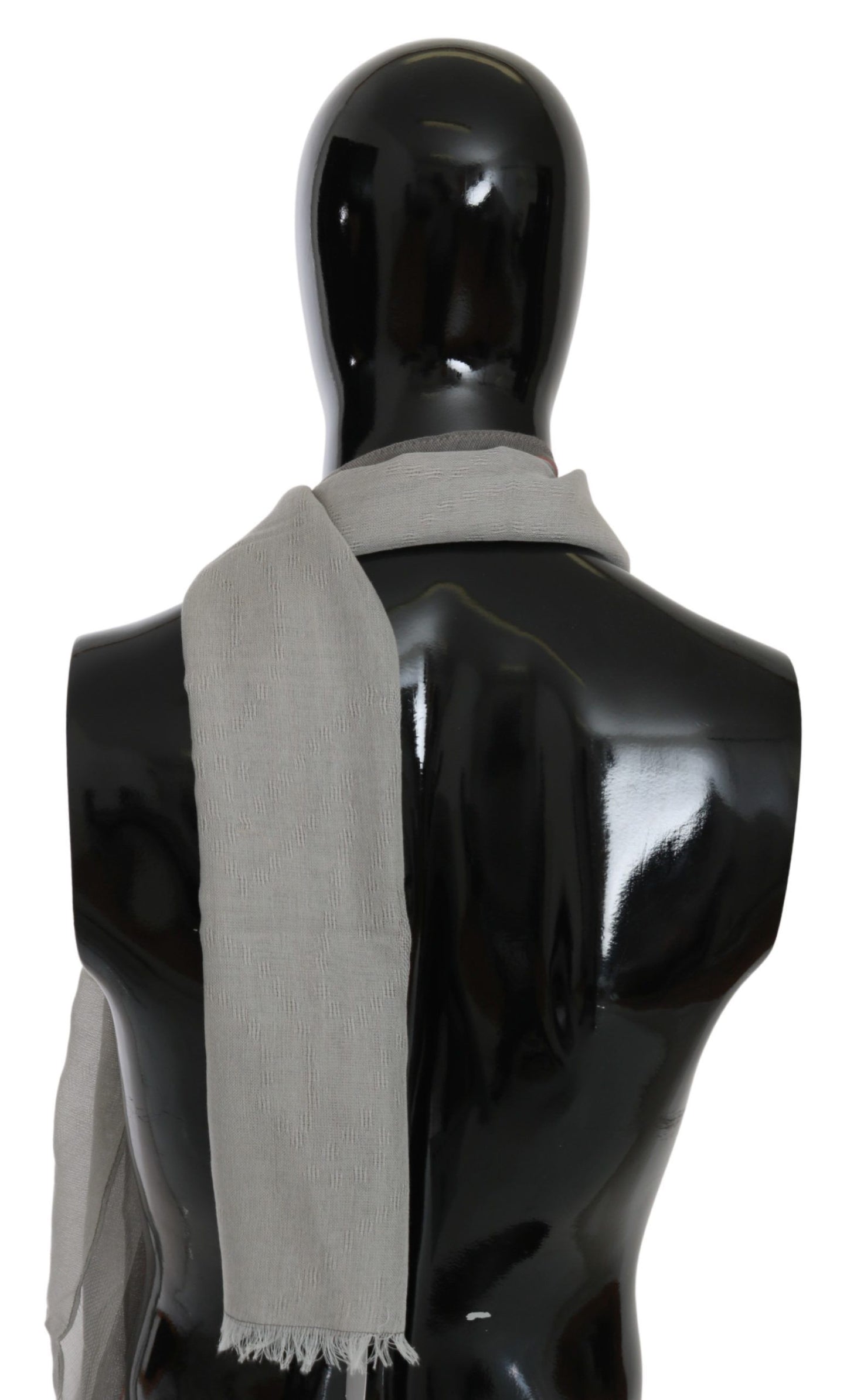 Costume National Grey Fringe Neck Wrap Cotton Scarf