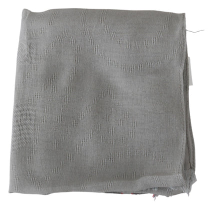 Costume National Grey Fringe Neck Wrap Cotton Scarf