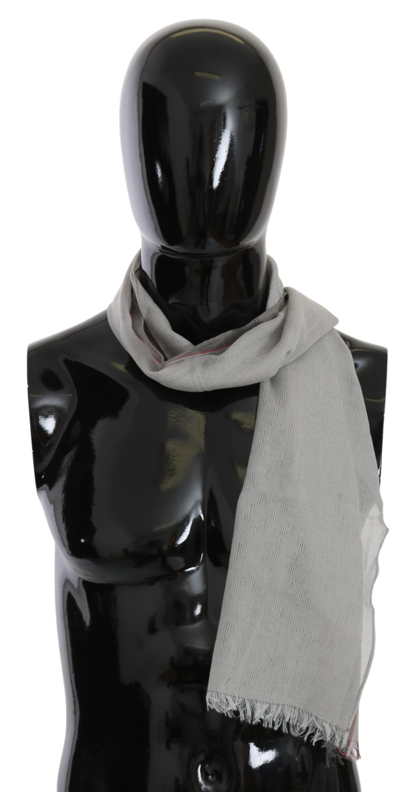 Costume National Grey Fringe Neck Wrap Cotton Scarf