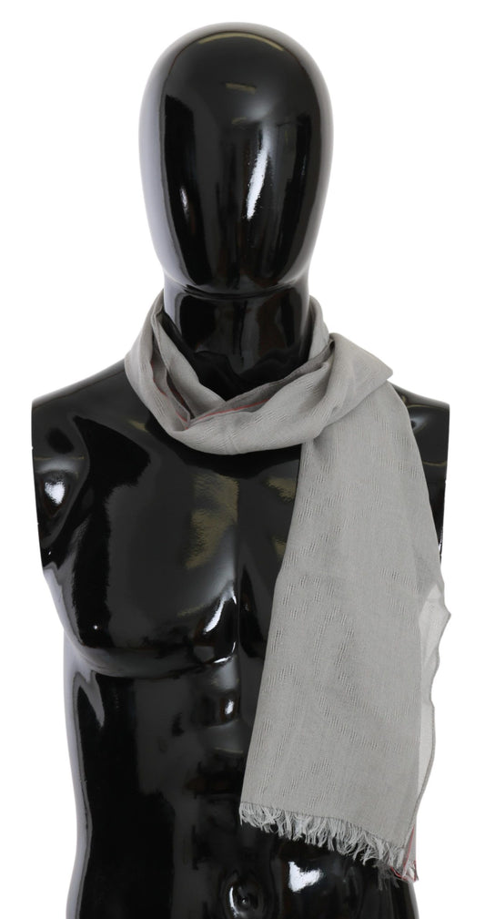 Costume National Grey Fringe Neck Wrap Cotton Scarf