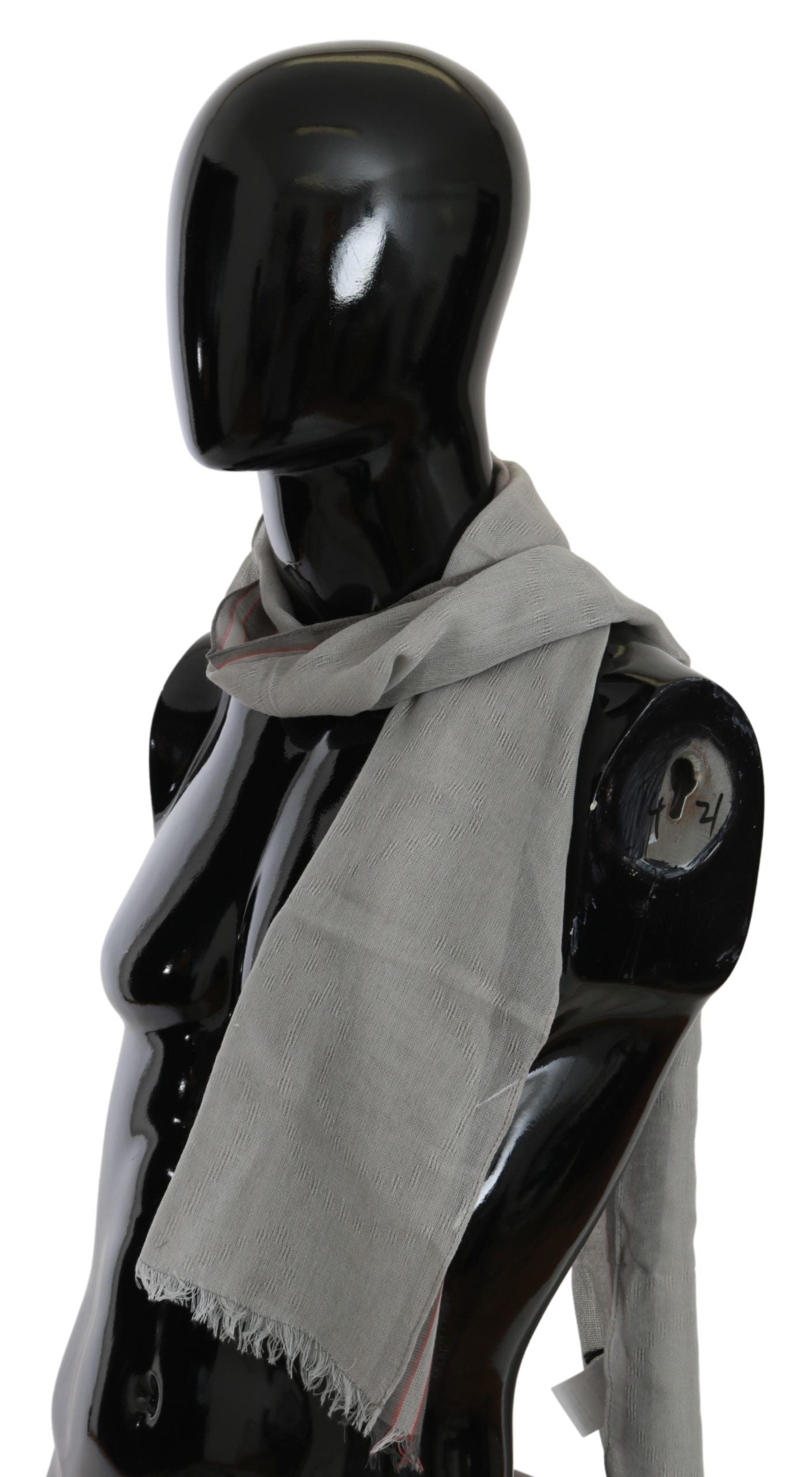 Costume National Grey Fringe Neck Wrap Cotton Scarf