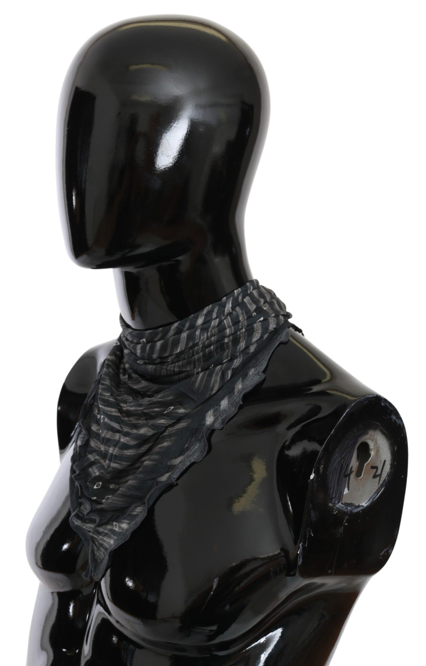 Costume National Black Grey Viscose Foulard Branded Scarf